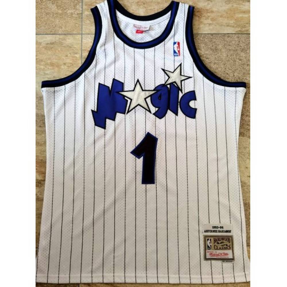 Men's Orlando Magic Anfernee Hardaway #1 Throwback White 93-94 Hardwood Classics Jersey-Pro Kit Vault | Brand New 26/27 Sports Jerseys